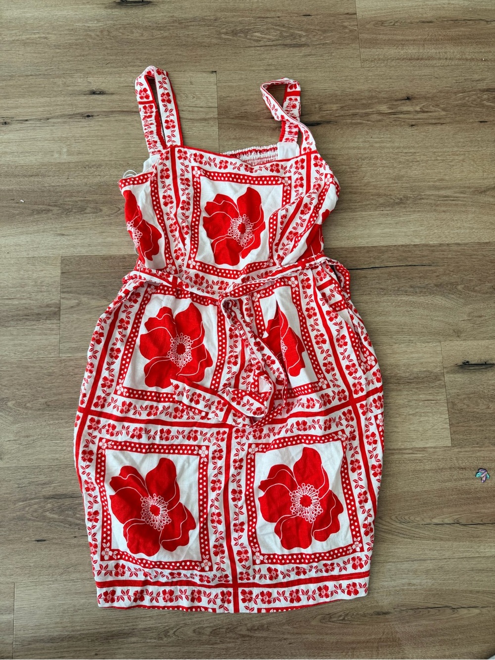 Draper James Red and White Floral Midi Dress